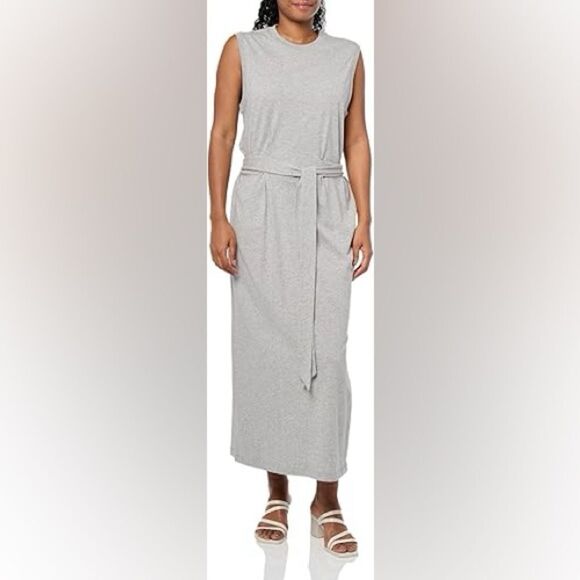 Vince NWT Cotton Knit Midi Dress in Heather Gray Size XL - Picture 3 of 4